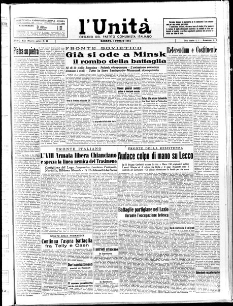 L'Unità : organo centrale del Partito comunista italiano